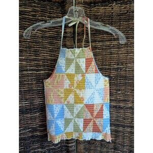 NWT Billabong Halter Smocked Patchwork Quilt Print Ruffle Women's Small Cottage